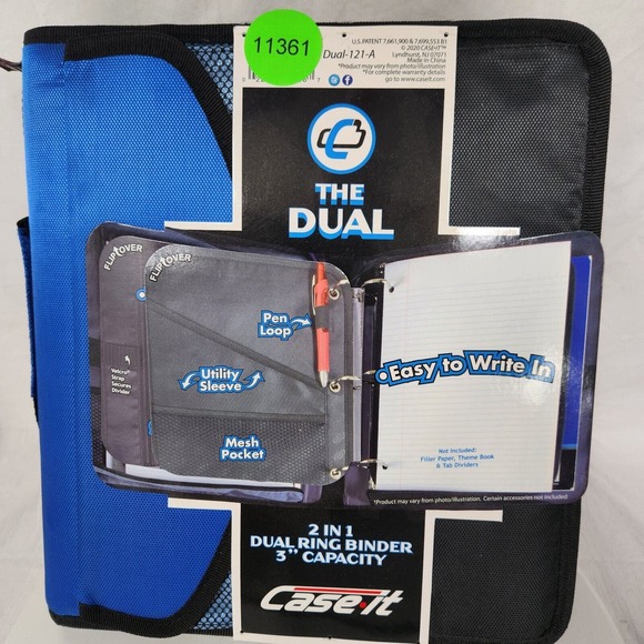 NEW Case It The Dual 2 in 1 Dual 1.5 D-Ring Binder 3" Capacity Trapper Keeper - Picture 10 of 10
